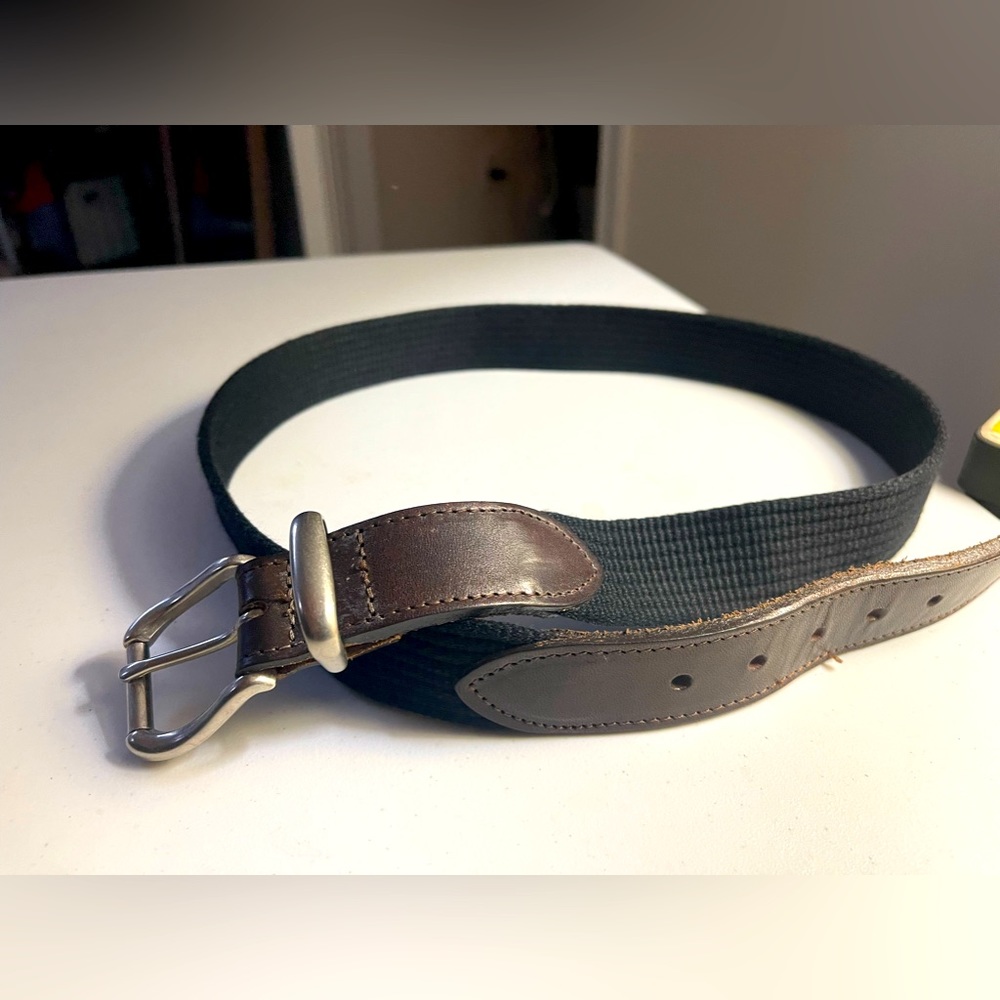 Vintage Eddie Bauer cotton and leather belt